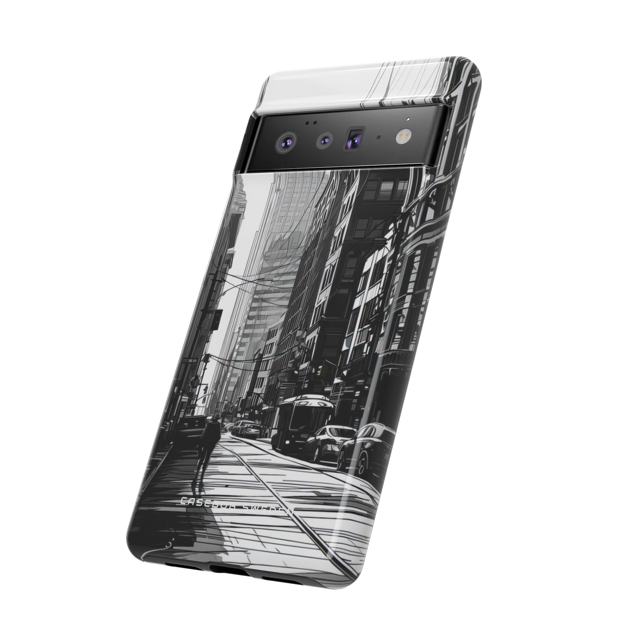 Urban Cityscape Line Perspective Google Pixel 6 - Tough Phone Case