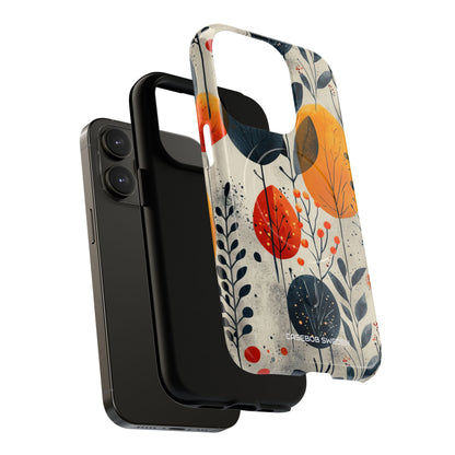 Modern Autumn Leaf Pattern - Tough + MagSafe® iPhone 14 Phone Case