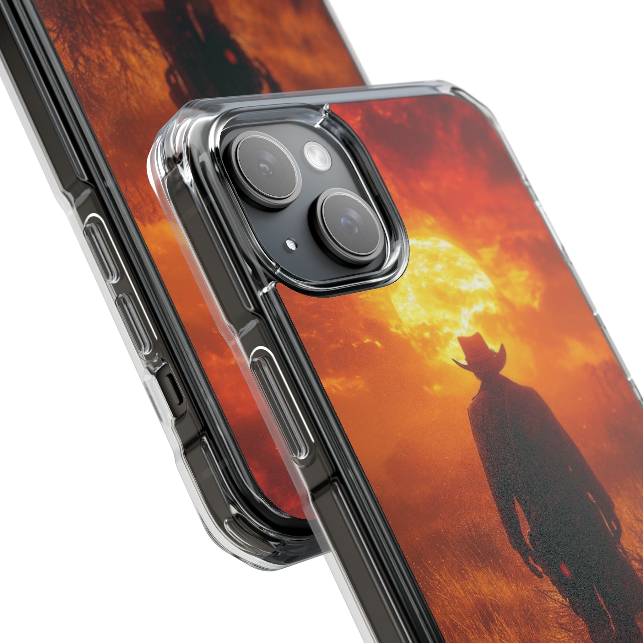 Fiery Sunset Cowboy iPhone 15 - Impact Clear+