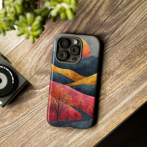 Nature's Geometry: Bright Sunset Mountain - Protective Phone Case