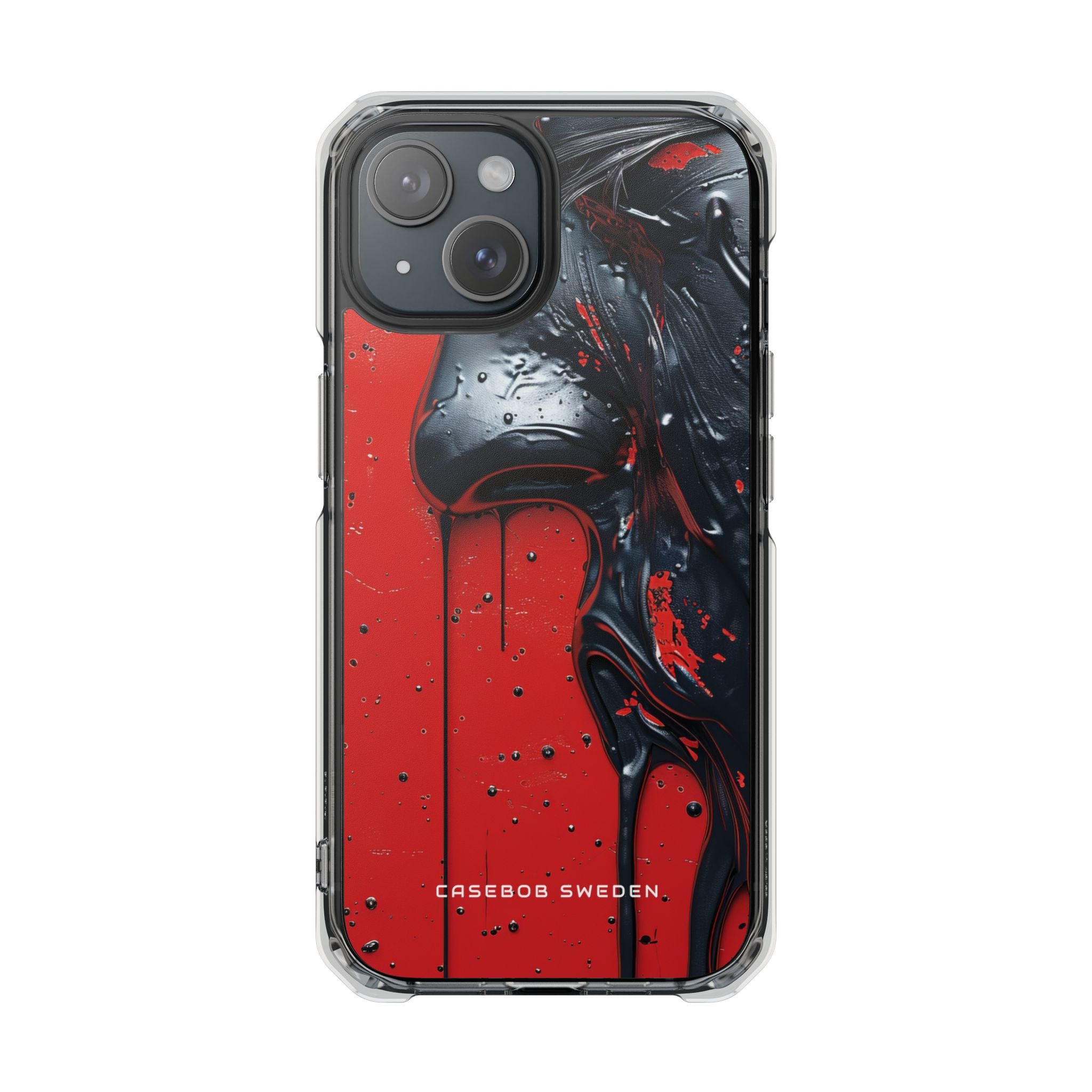 Textured Crimson Bloom iPhone 15 - Clear Impact Phone Case