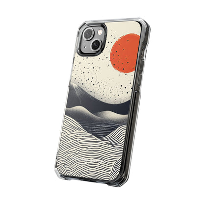 Red Sun Over Flowing Horizons iPhone 14 - Clear Impact Phone Case