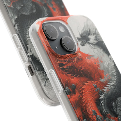 Twin Dragons Crimson iPhone 15 Case - Soft