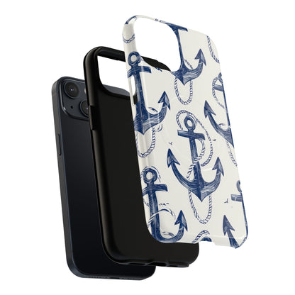 Navy Anchor Loop iPhone 14 Case - Tough+