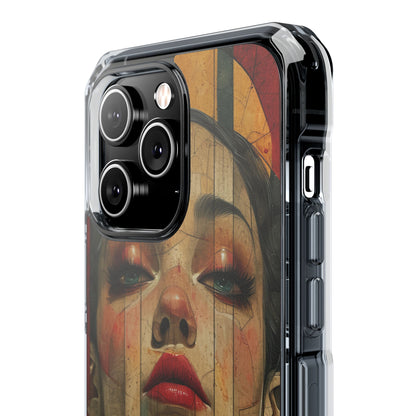 Bold Art Deco Portrait - Clear Impact iPhone 14 Phone Case