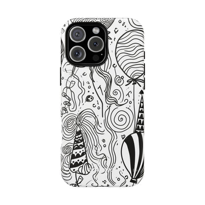 Whimsical Celebration in Black and White - for iPhone 16