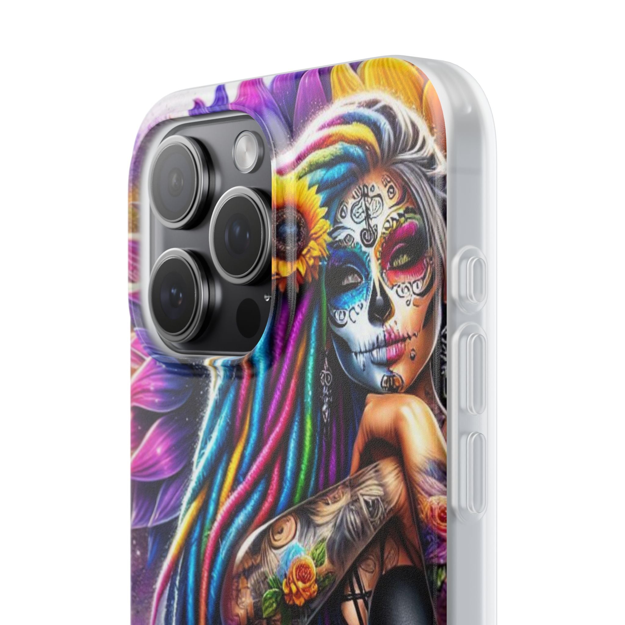 Sunflower Skull Glow iPhone 15 Pro Max Case - Soft