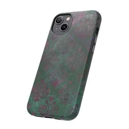 Green Damask Gothic Flower - Protective Phone Case