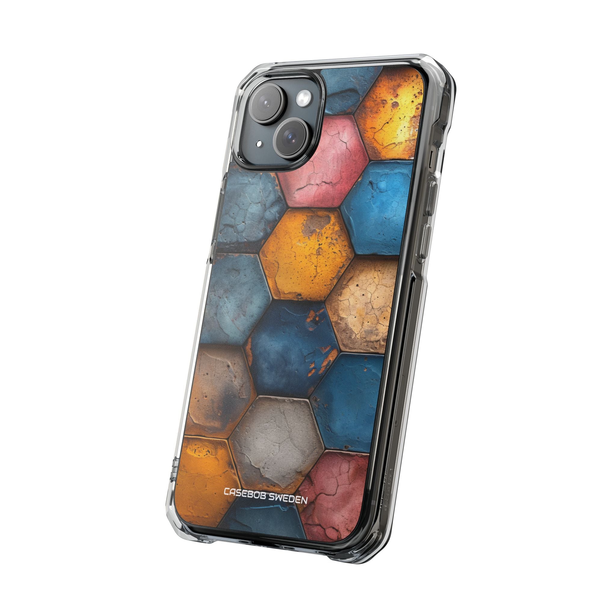 Rustic Geometric Tiles - Clear Impact iPhone 15 Phone Case