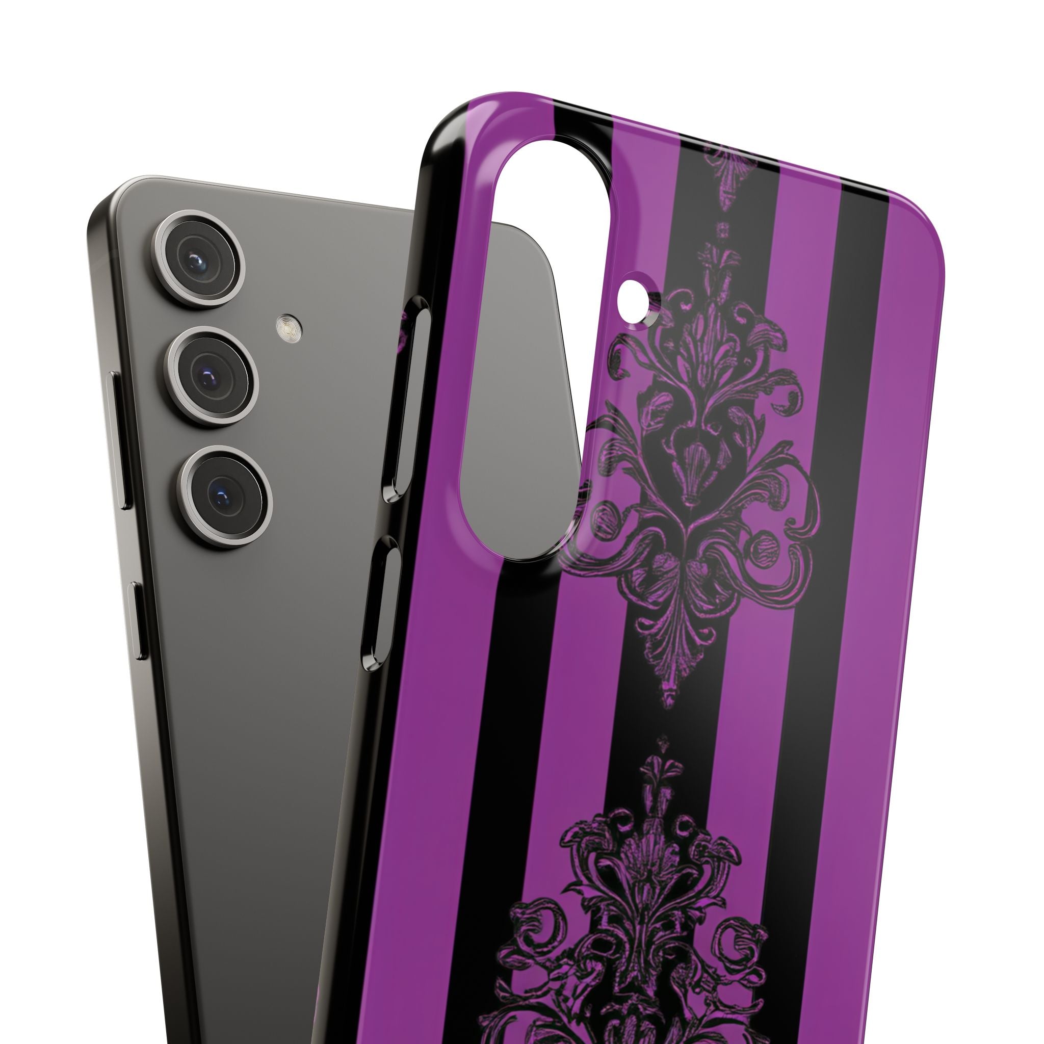 Gothic Elegance with Vertical Stripes and Ornamental Motifs Samsung S24 - Slim Phone Case