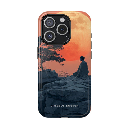 Zen Tranquility Under a Red Moon iPhone 15 | Tough+ Phone Case