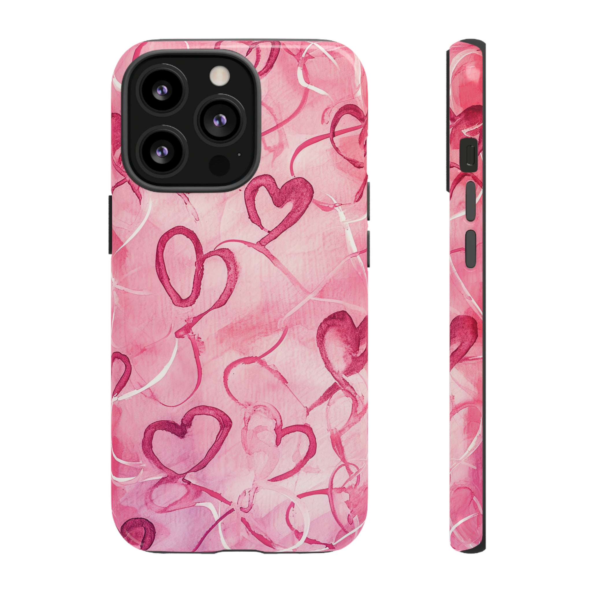 Intertwined Hearts & Cupid - Protective Phone Case