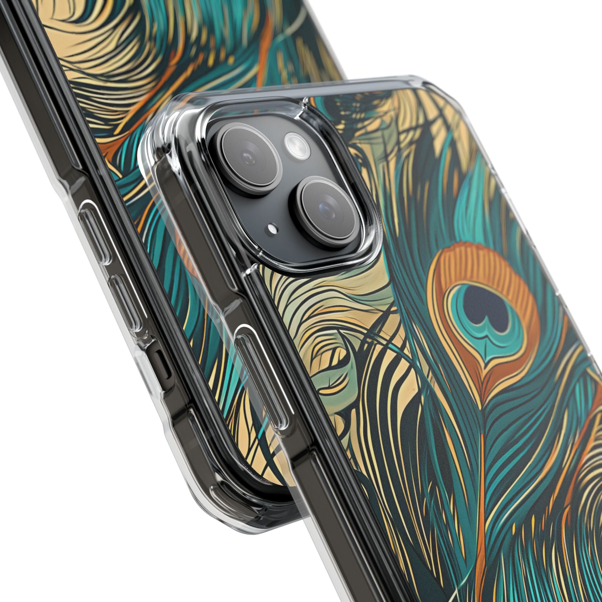 Art Nouveau Peacock Elegance iPhone 15 - Clear Impact Phone Case