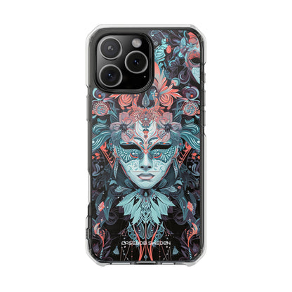 Mystic Teal Coral Mask - Clear Impact iPhone 16 Phone Case