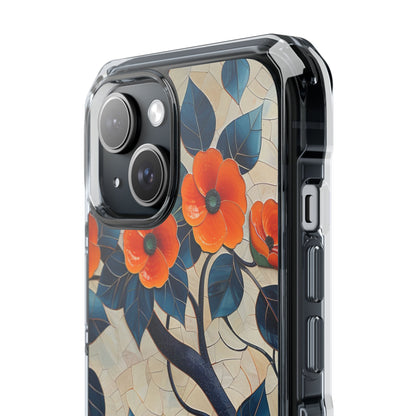 Orange Blossoms Mosaic Harmony iPhone 15 - Clear Impact Phone Case