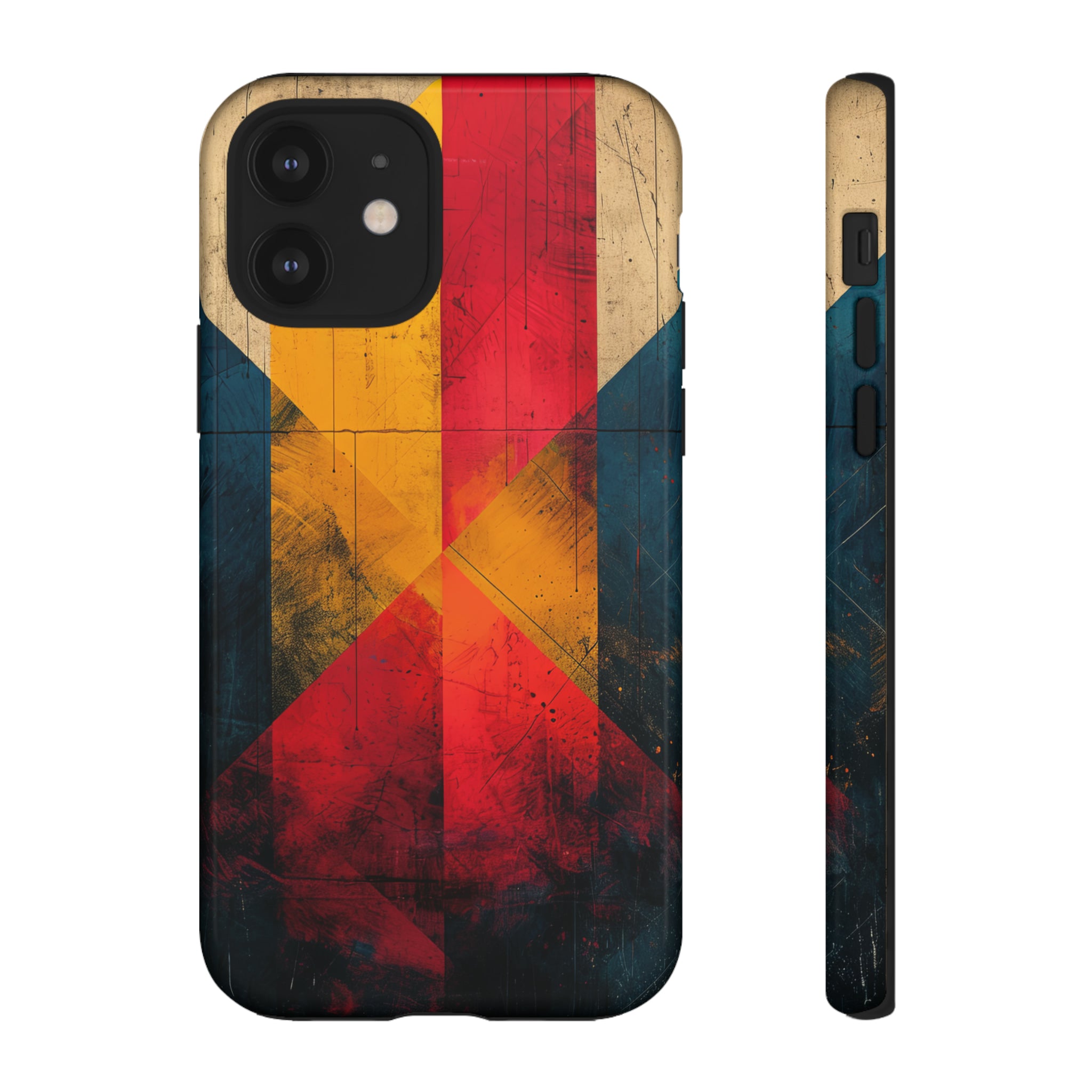 Center Point Bright Red Geometry - Protective Phone Case