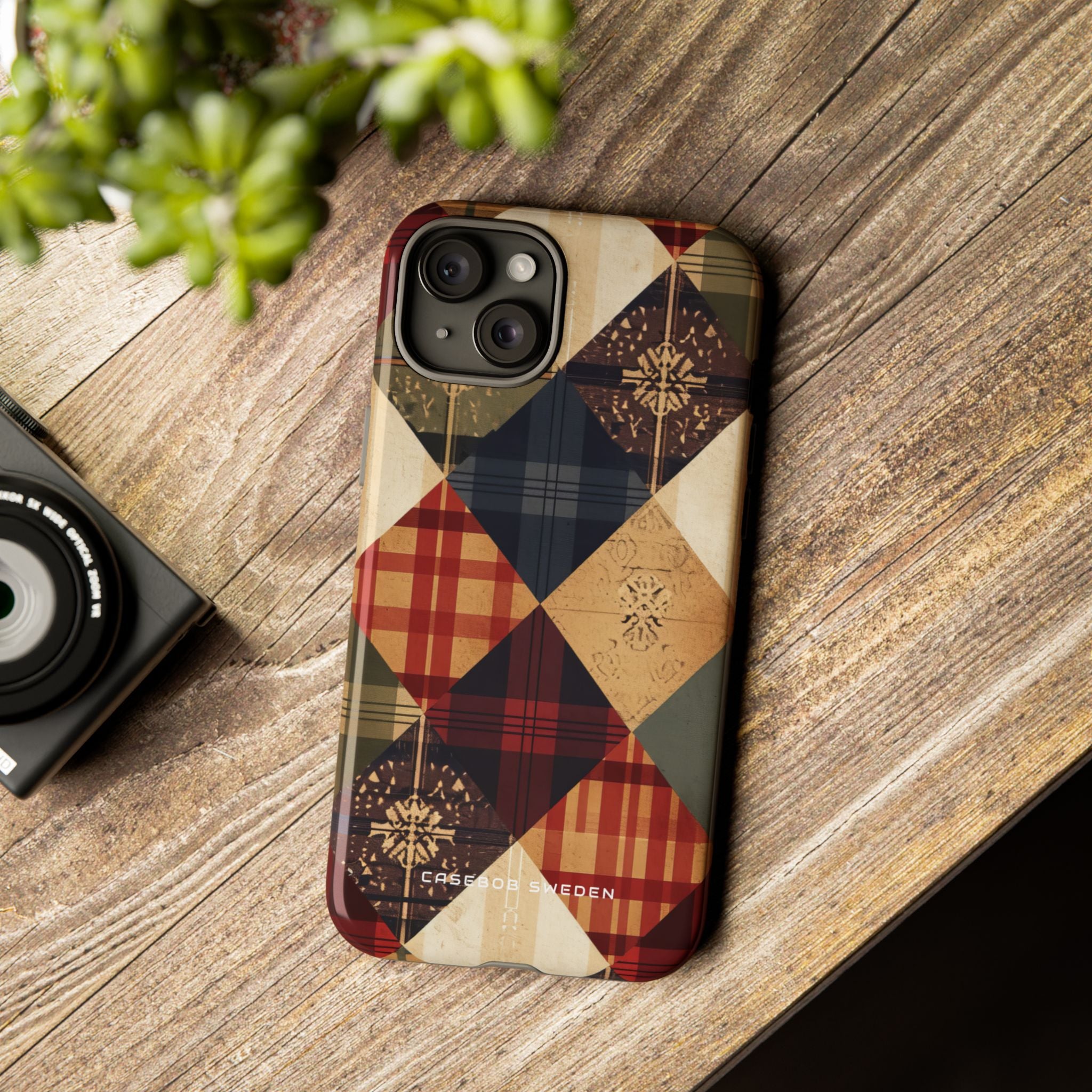 Rustic Geometric Patchwork Harmony iPhone 15 - Tough Phone Case