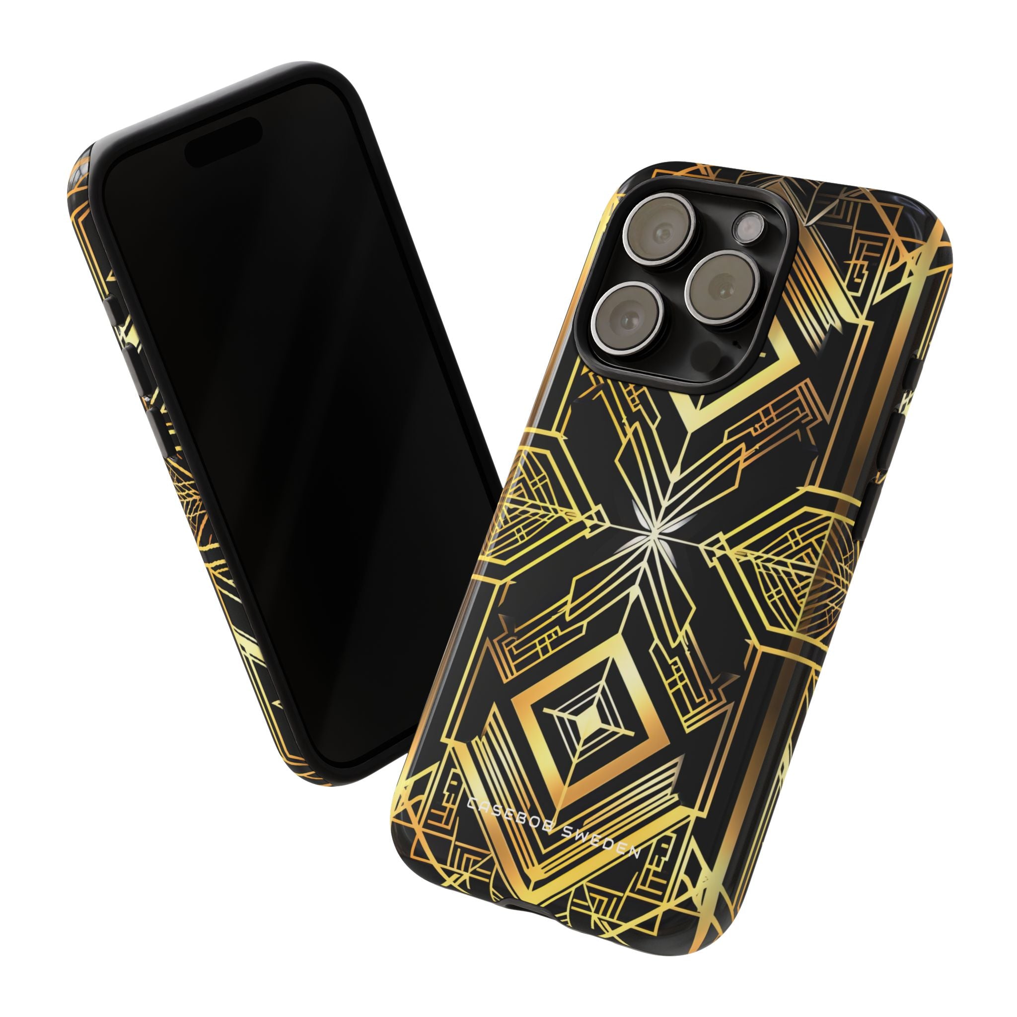 Golden Geometric Opulence iPhone 15 - Tough Phone Case