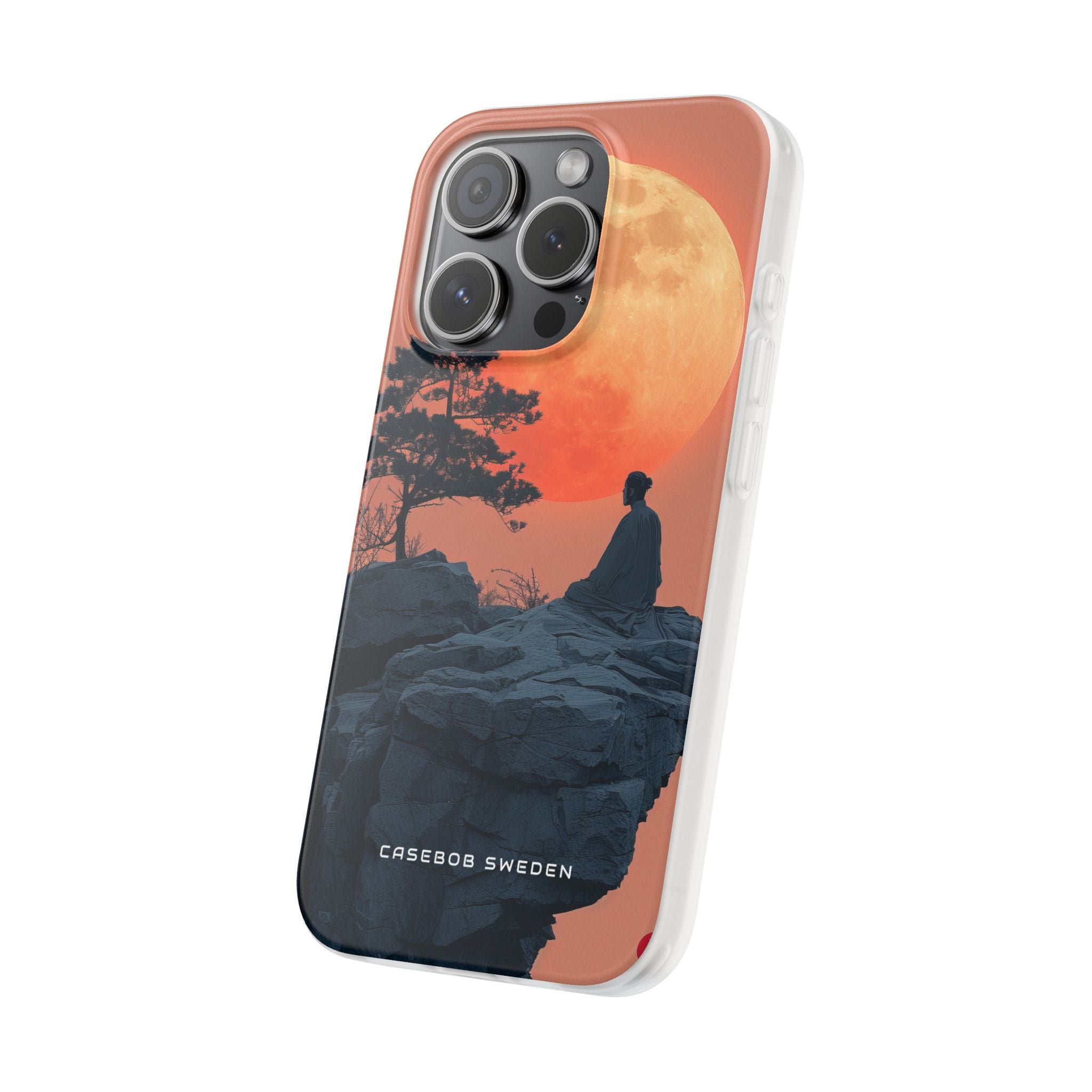 Zen Tranquility Under a Red Moon iPhone 15 - Flexi Phone Case