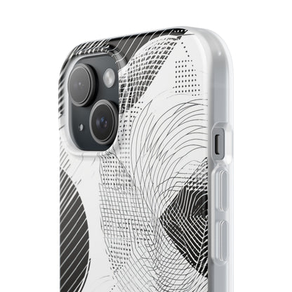 Geometric Monochrome Flow iPhone 15 - Flexi Phone Case