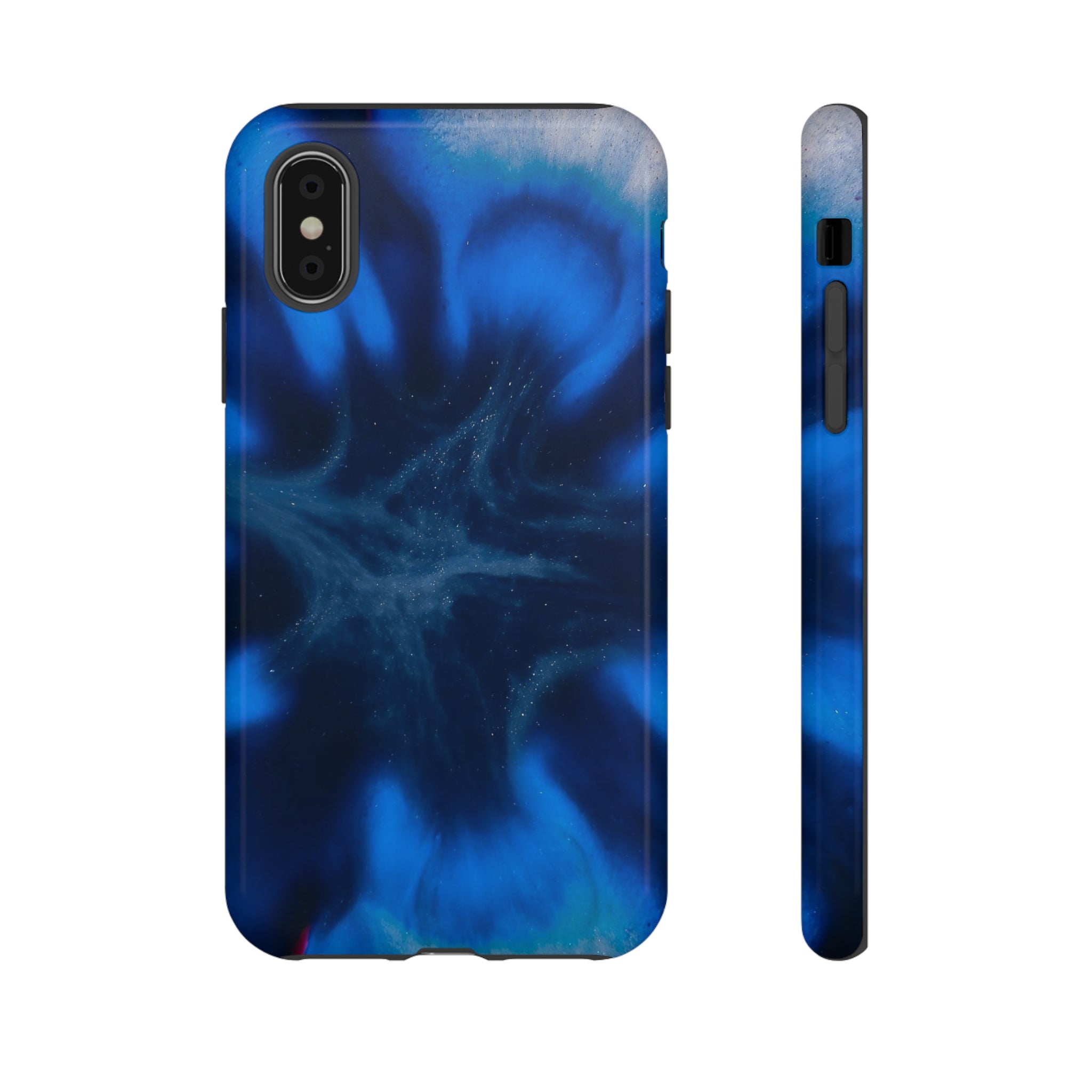 Blue Star Marble Ink Art iPhone Case (Protective) iPhone X Glossy Phone Case