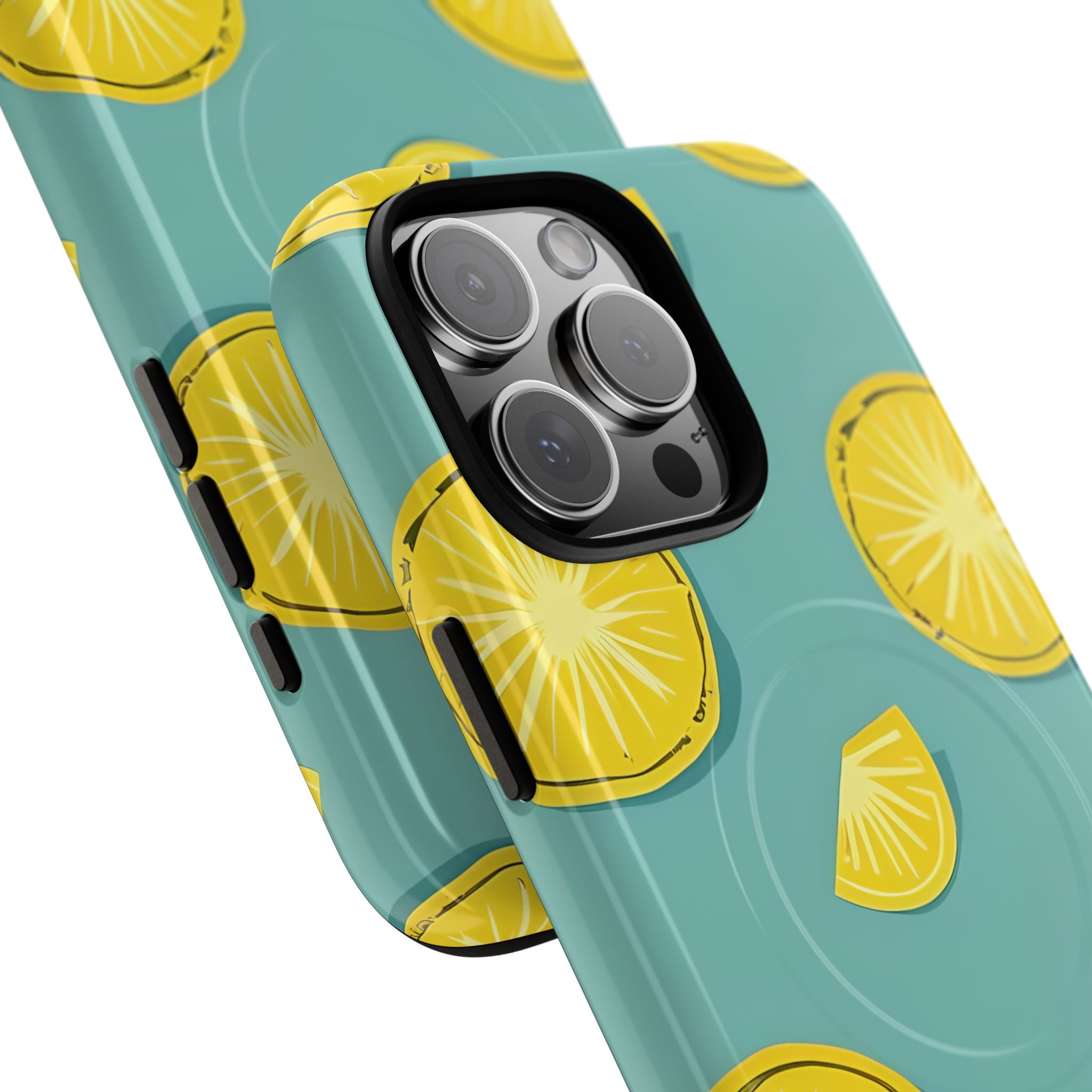 Bright Yellow Pineapple Slice on Teal iPhone 16 - Tough+
