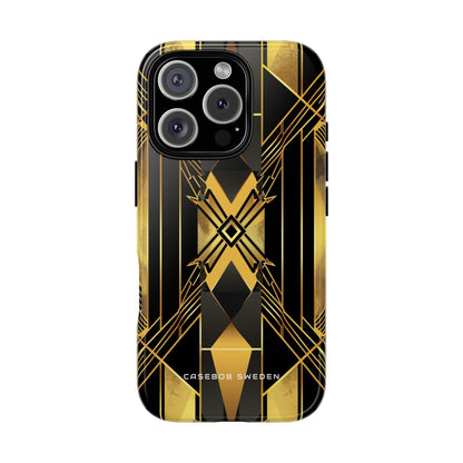 Golden Geometric Elegance iPhone 16 - Tough Phone Case