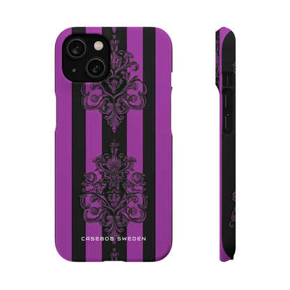 Gothic Elegance with Vertical Stripes and Ornamental Motifs iPhone 14 - Slim Phone Case