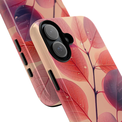 Pink Serenity Leaf Design - Tough iPhone 16 Phone Case