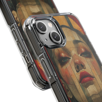 Bold Art Deco Portrait - Clear Impact iPhone 14 Phone Case