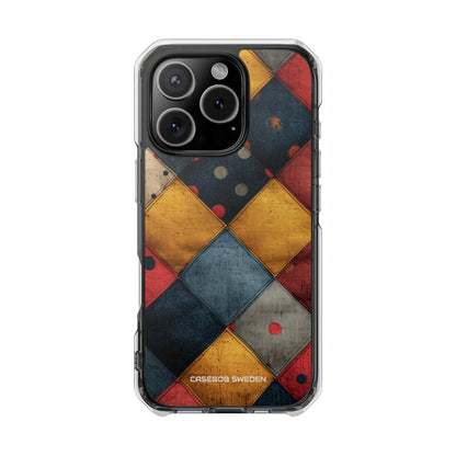 Blue Red Patchwork - Clear Impact iPhone 16 Phone Case