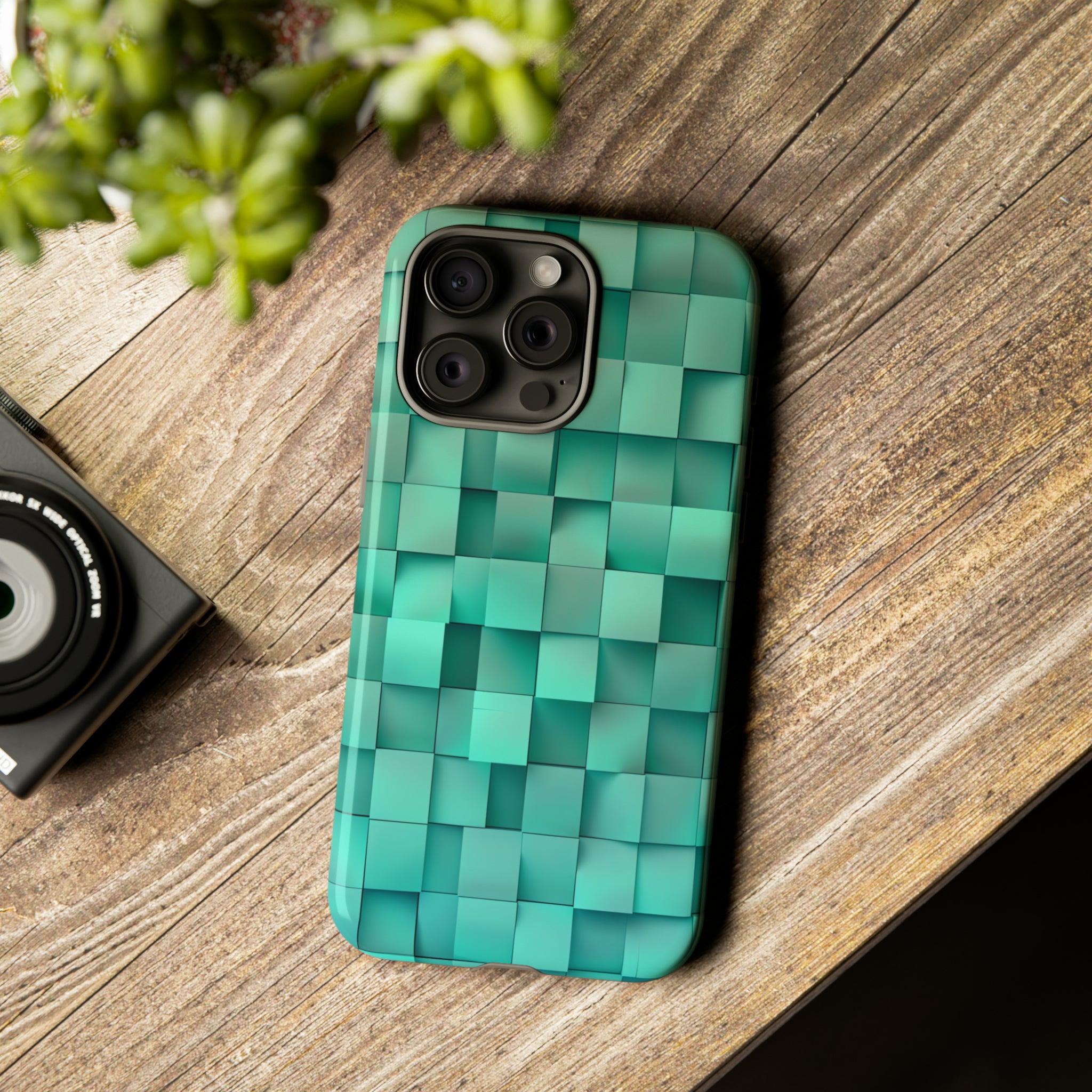 Teal Tranquility: Square Gradient - Protective Phone Case