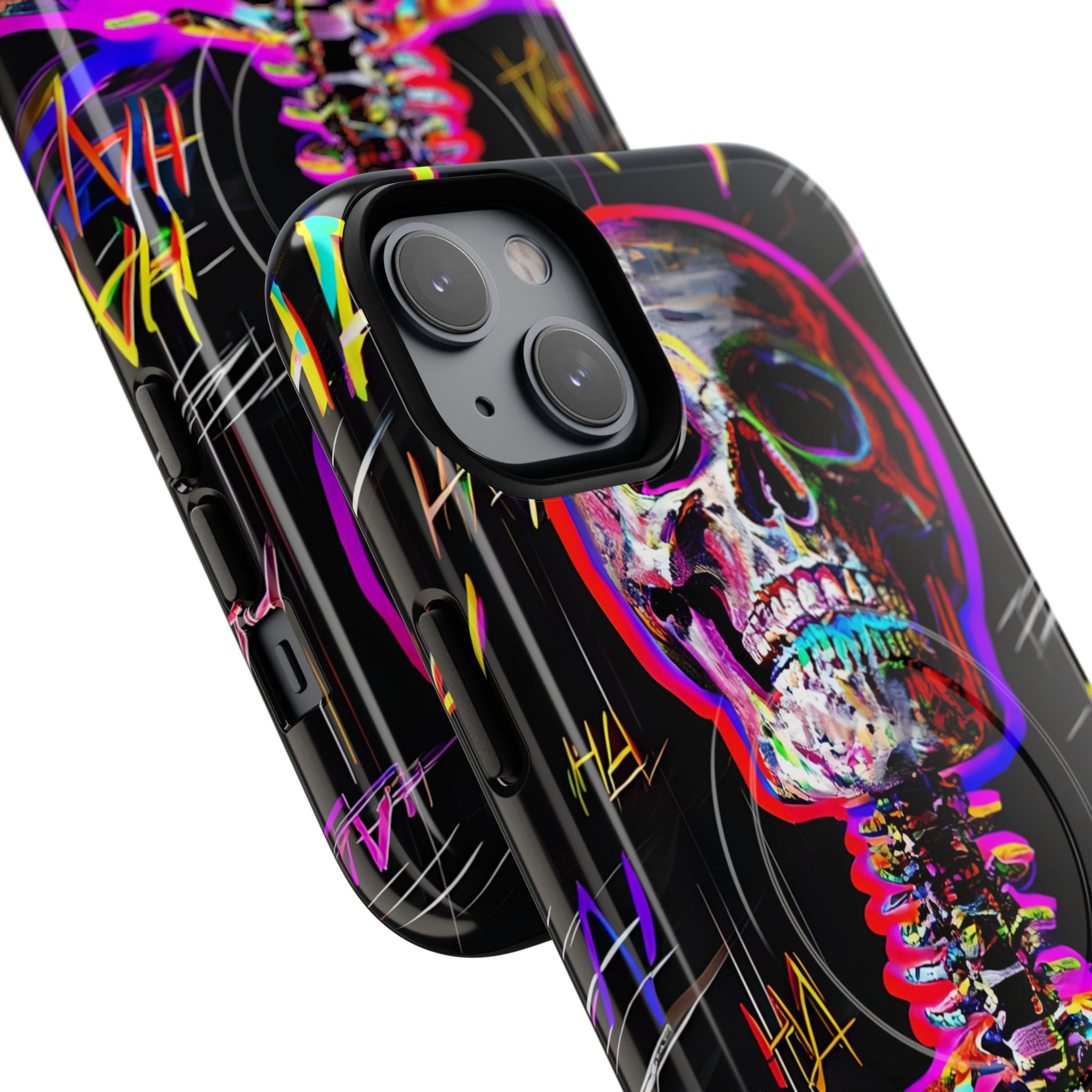 Neon Skeleton Laugh iPhone 14 Plus Case - Tough+
