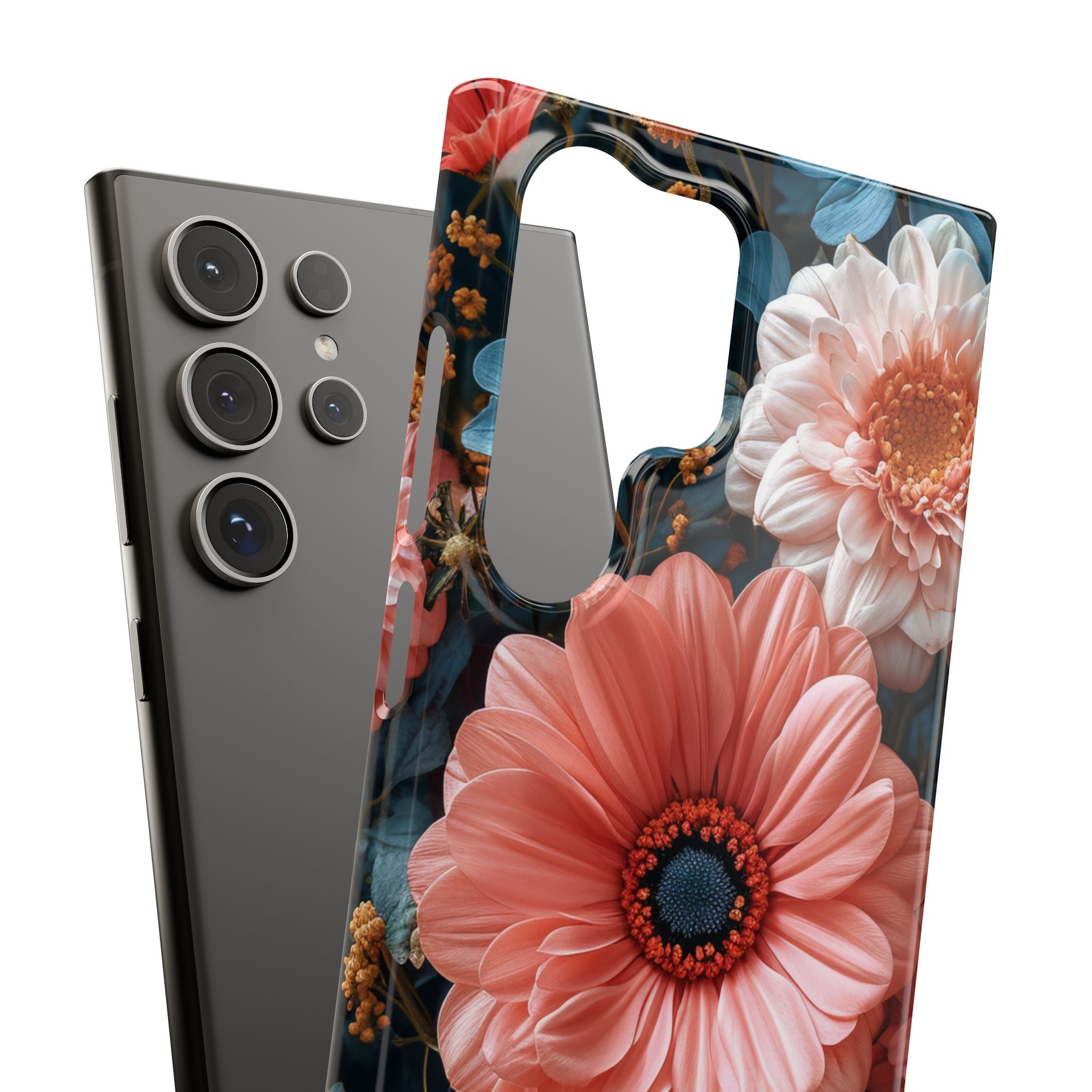 Coral Teal Blooms - Slim Samsung S24 Phone Case