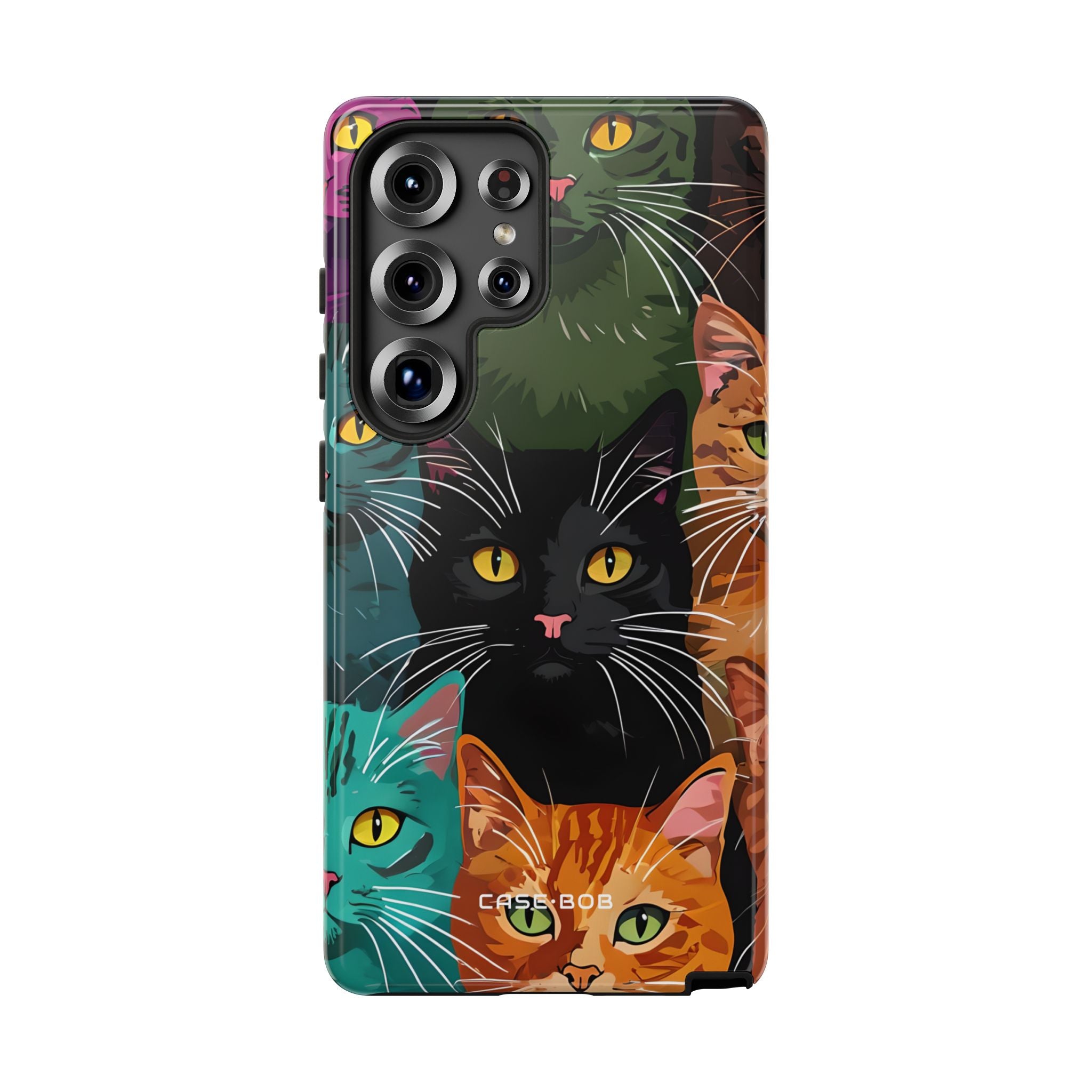 Teal Cat Grid Samsung S25 Ultra Case - Tough