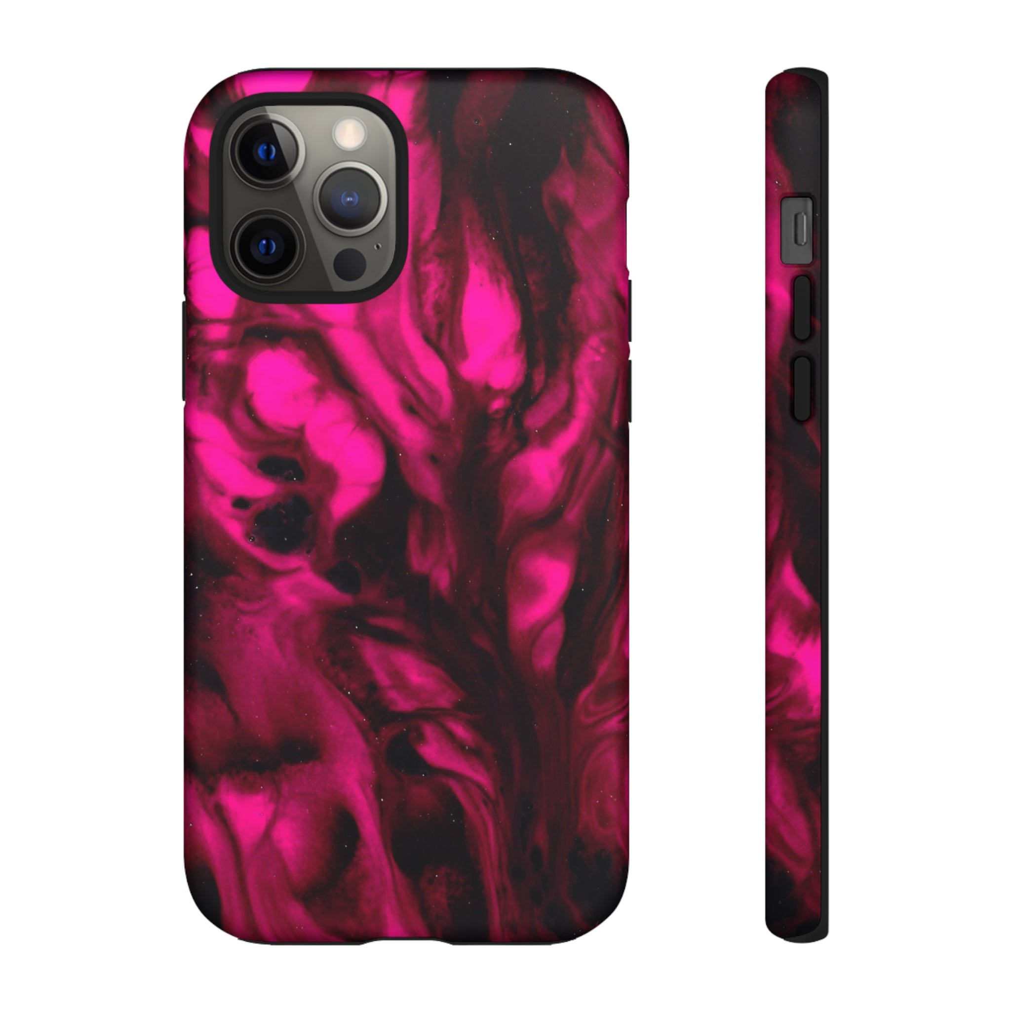 Bright Pink Ink Art iPhone Case (Protective) iPhone 12 Pro Matte Phone Case