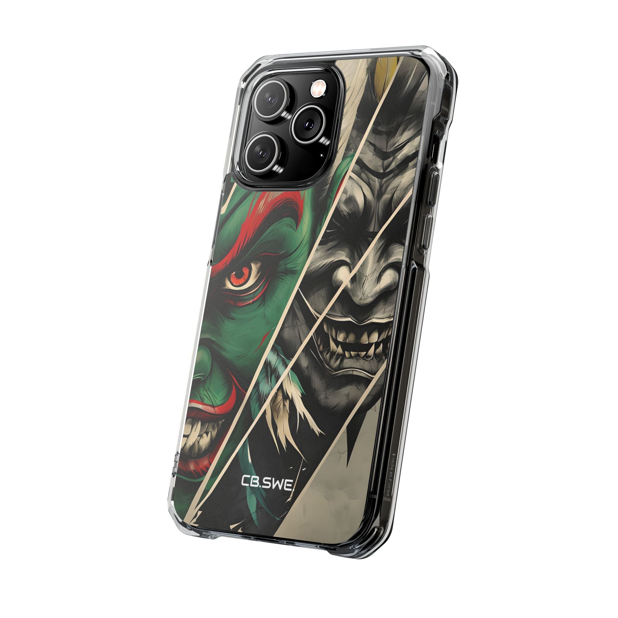 Striking Japanese Mask Art Vivid Colors iPhone 14 - Impact Clear+