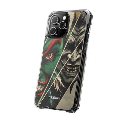 Striking Japanese Mask Art Vivid Colors iPhone 14 - Impact Clear+