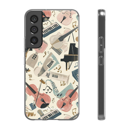 Beige Musical Instruments Pattern - Flexi Samsung S22 Phone Case