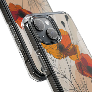 Feurige florale Abstraktion – Handyhülle für iPhone (Clear Impact – magnetisch)