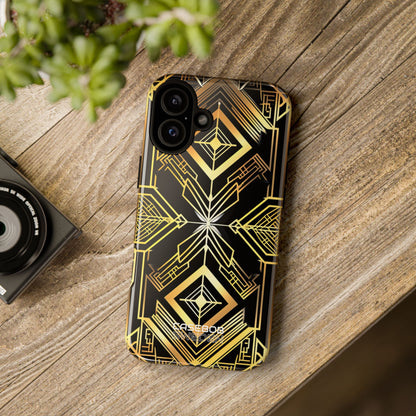 Golden Geometric Symphony iPhone 16 - Tough