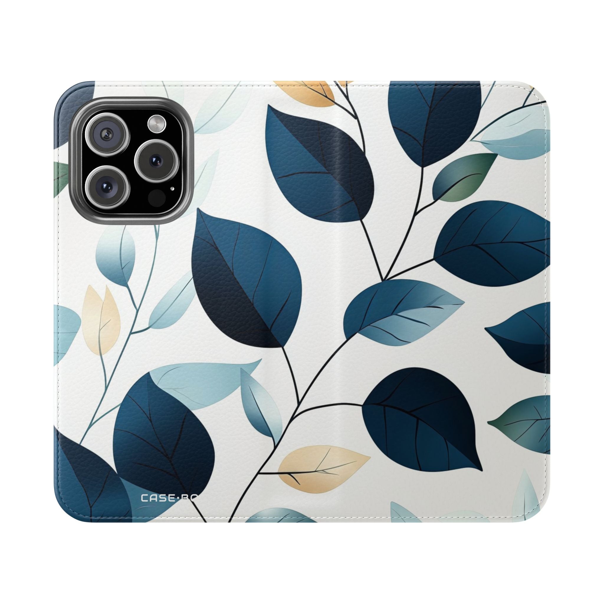 Navy Leaf Veins - iPhone 16 Pro Case - Wallet