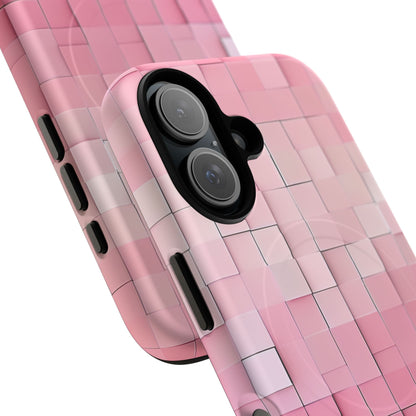 iPhone 16 Tough+ Handyhülle mit Mosaik-Muster in Rosa