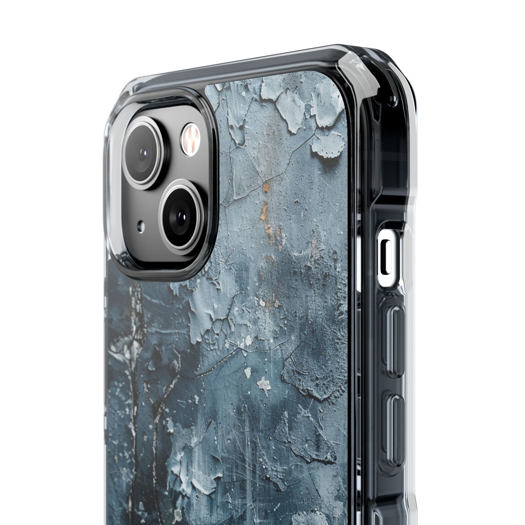 Weathered Blue Tapestry with Cracked Layers iPhone 14 - Clear Impact Phone Case