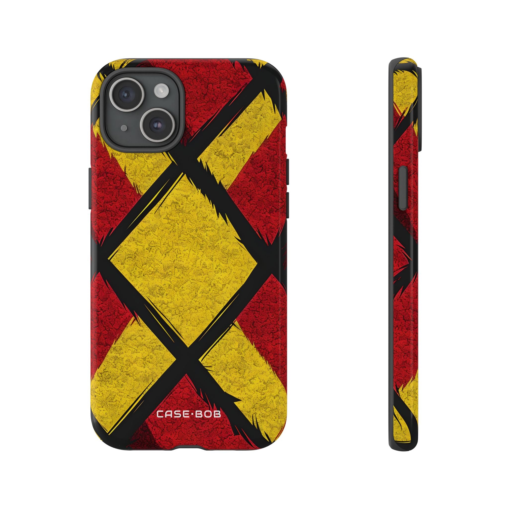 Cracked Diamond Grid iPhone 15 Plus Case - Tough