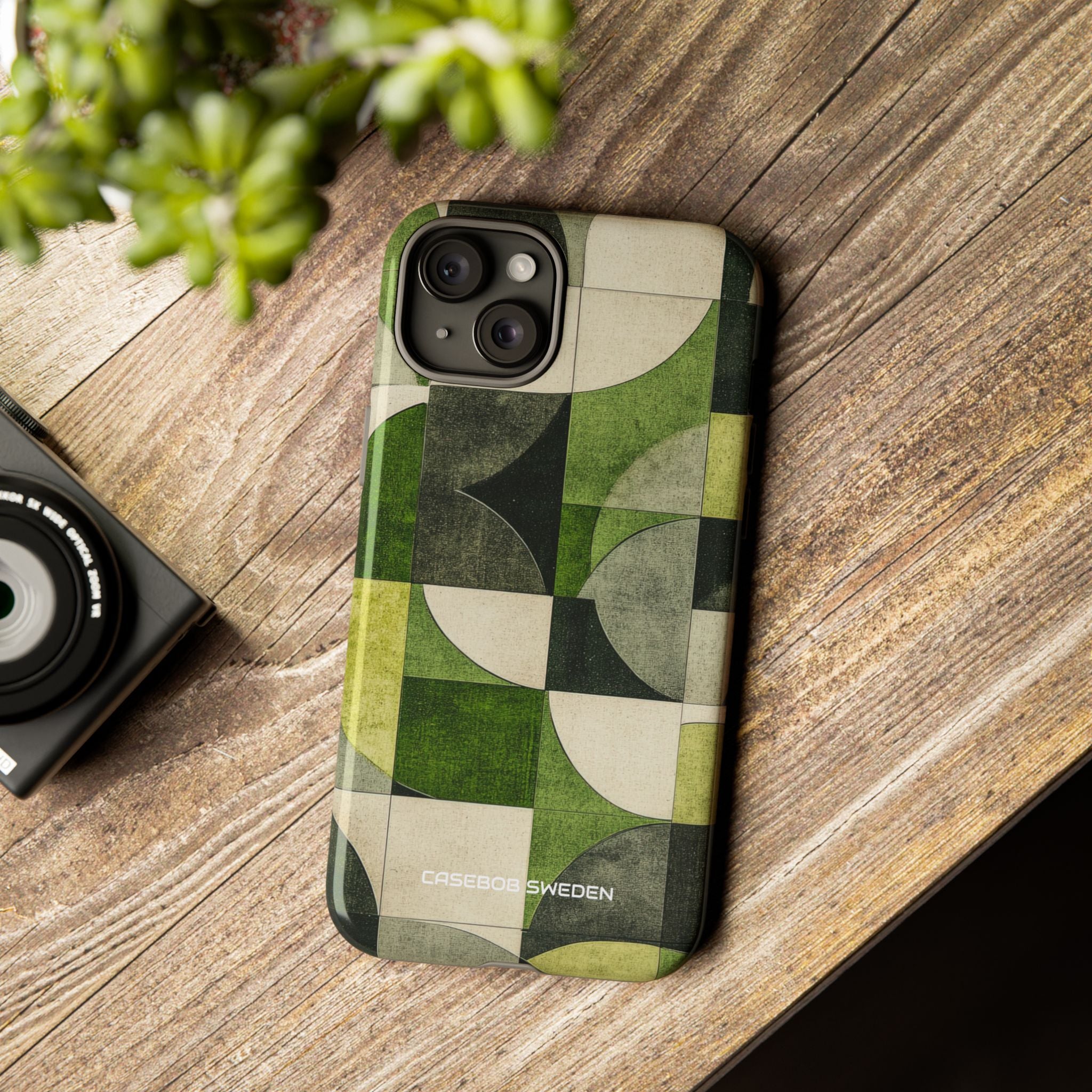 Green Geometric Harmony - Tough iPhone 15 Phone Case