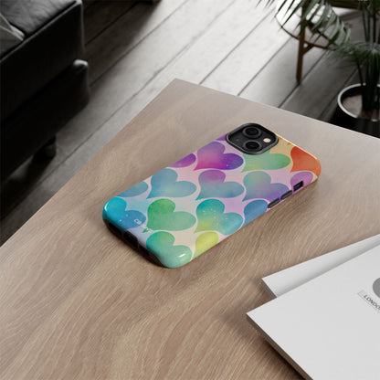 Watercolor Heart Symphony - iPhone Case