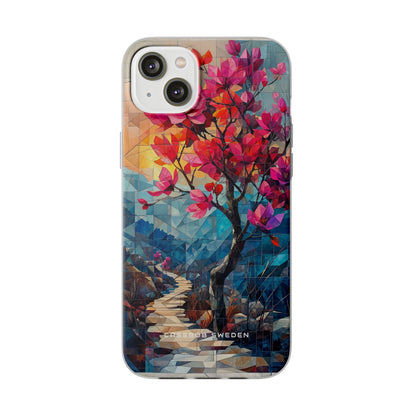 Vibrant Geometric Tree Landscape iPhone 14 - Flexi Phone Case