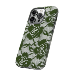 Green Lace Gothic Flower - Protective Phone Case