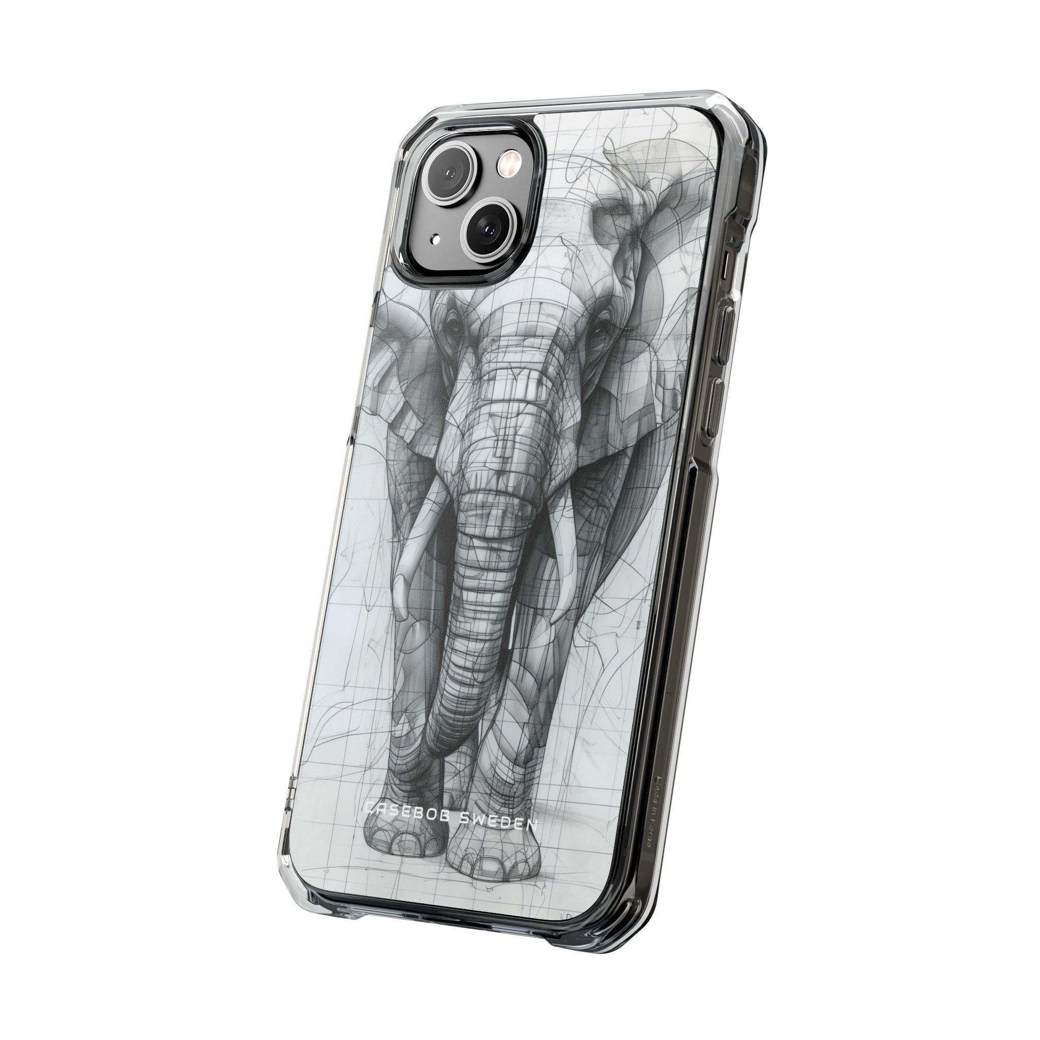 Elephant Line Geometry iPhone 14 - Clear Impact Phone Case